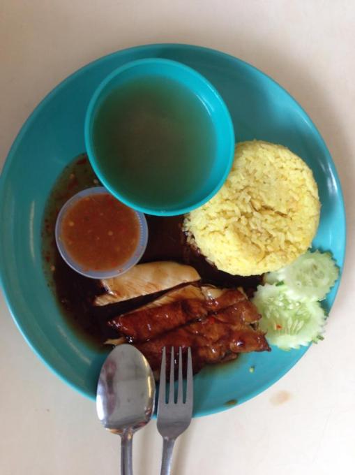 Nasi ayam, or chicken and rice with soup.  Very good!